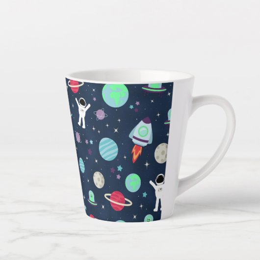 宇宙パターンイラストレーション カフェラテマグ (右)