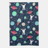 宇宙パターンイラストレーション キッチンタオル (縦)