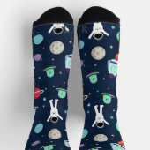 宇宙パターンイラストレーション ソックス (上部)