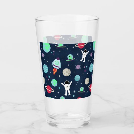 宇宙パターンイラストレーション タンブラーグラス (正面)