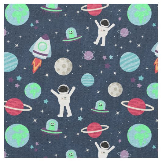 宇宙パターンイラストレーション ファブリック (クローズアップ)