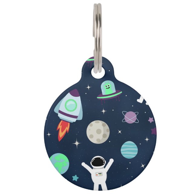 宇宙パターンイラストレーション ペット　ネームタグ (正面)
