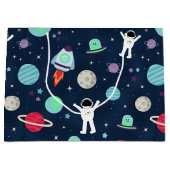 宇宙パターンイラストレーション ラージペーパーバッグ (正面)