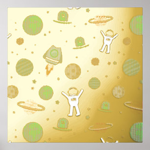 宇宙パターンイラストレーション 箔ポスター