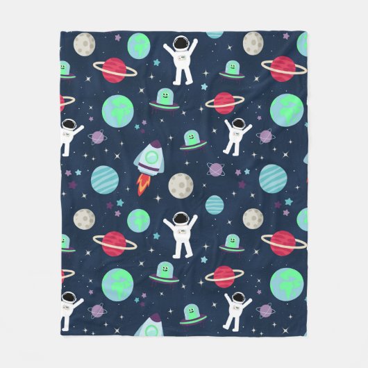 宇宙パターンイラスト フリースブランケット (正面)