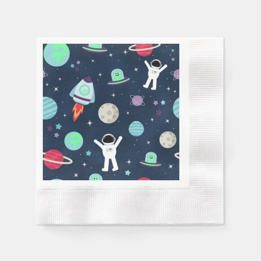 宇宙パターンイラスト 縁ありカクテルナプキン (正面)