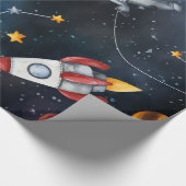 宇宙パターン宇宙飛行士イラストレーション ラッピングペーパー (角)