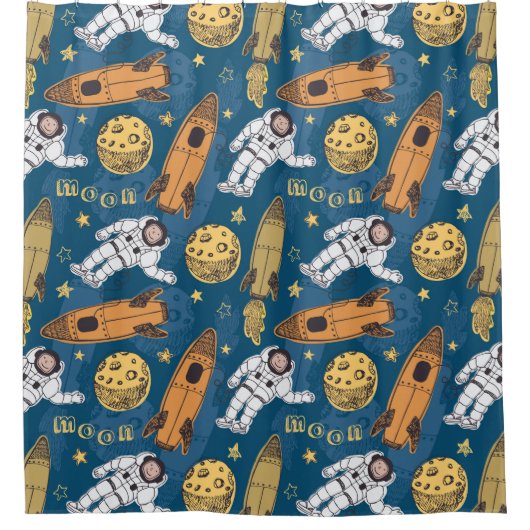 宇宙パターン シャワーカーテン (正面)