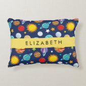 宇宙パターン,惑星,星,コスモス,あなたの名前 アクセントクッション (正面)