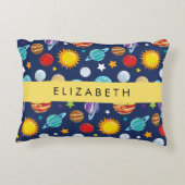 宇宙パターン,惑星,星,コスモス,あなたの名前 アクセントクッション (裏面)
