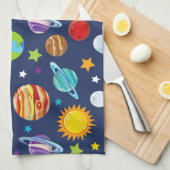 宇宙パターン,惑星,星,コスモス,あなたの名前 キッチンタオル (四つ折り)