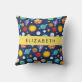 宇宙パターン，惑星，星，コスモス，あなたの名前 クッション (裏面)