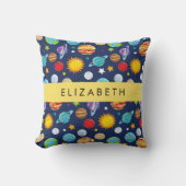 宇宙パターン，惑星，星，コスモス，あなたの名前 クッション (正面)