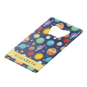 宇宙パターン,惑星,星,コスモス,あなたの名前 クレジットカード栓抜き (裏面アングル)