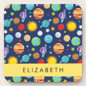 宇宙パターン，惑星，星，コスモス，あなたの名前 コースター (正面)