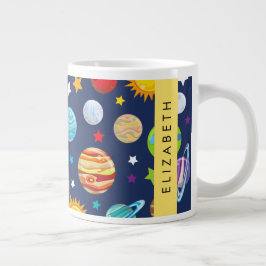 宇宙パターン,惑星,星,コスモス,あなたの名前 ジャンボコーヒーマグカップ