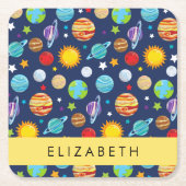 宇宙パターン,惑星,星,コスモス,あなたの名前 スクエアペーパーコースター (正面)
