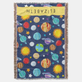 宇宙パターン,惑星,星,コスモス,あなたの名前 スローブランケット (正面縦)