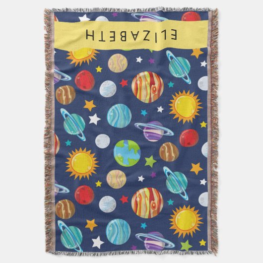 宇宙パターン,惑星,星,コスモス,あなたの名前 スローブランケット (正面縦)