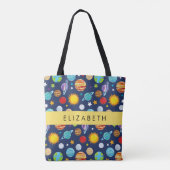 宇宙パターン,惑星,星,コスモス,あなたの名前 トートバッグ (裏面)