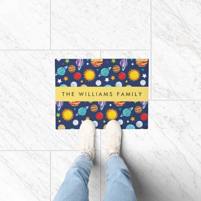 宇宙パターン，惑星，星，コスモス，あなたの名前 ドアマット (室内)