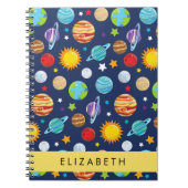 宇宙パターン，惑星，星，コスモス，あなたの名前 ノートブック (正面)