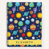 宇宙パターン，惑星，星，コスモス，あなたの名前 ノートブック (正面)