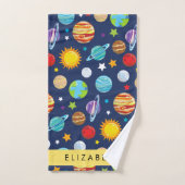 宇宙パターン，惑星，星，コスモス，あなたの名前 バスタオルセット (ハンドタオル)