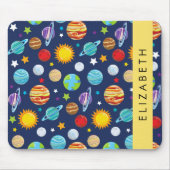 宇宙パターン，惑星，星，コスモス，あなたの名前 マウスパッド (正面)