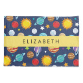 宇宙パターン，惑星，星，コスモス，あなたの名前 枕カバー (裏面)