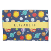 宇宙パターン，惑星，星，コスモス，あなたの名前 枕カバー (正面)