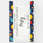 宇宙パターン，惑星，星，コスモス，誕生日 横断幕 (縦)