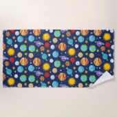 宇宙パターン，惑星，星，コスモス，銀河系 ビーチタオル (正面)