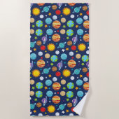 宇宙パターン，惑星，星，コスモス，銀河系 ビーチタオル (正面)