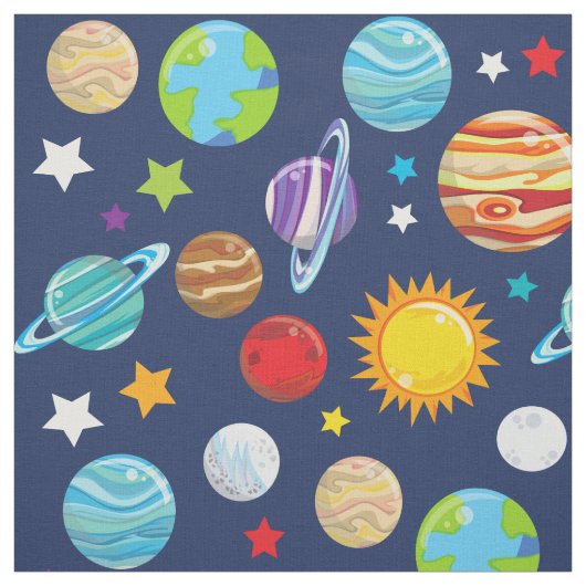 宇宙パターン，惑星，星，コスモス，銀河系 ファブリック (見本)