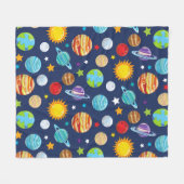 宇宙パターン,惑星,星,コスモス,銀河系 フリースブランケット (正面(横))