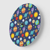 宇宙パターン，惑星，星，コスモス，銀河系 ラージ壁時計 (傾斜)