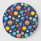 宇宙パターン，惑星，星，コスモス，銀河系 ラージ壁時計 (正面)