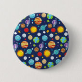 宇宙パターン，惑星，星，コスモス，銀河系 缶バッジ (正面)