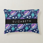 宇宙パターン,惑星,星,銀河系,あなたの名前 アクセントクッション (正面)