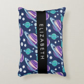 宇宙パターン,惑星,星,銀河系,あなたの名前 アクセントクッション (正面(垂直))