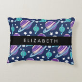 宇宙パターン,惑星,星,銀河系,あなたの名前 アクセントクッション (裏面)