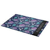 宇宙パターン，惑星，星，銀河系，あなたの名前 カッティングボード (角)