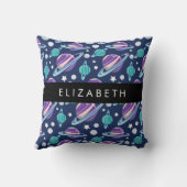 宇宙パターン,惑星,星,銀河系,あなたの名前 クッション (裏面)