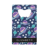 宇宙パターン,惑星,星,銀河系,あなたの名前 クレジットカード栓抜き (正面)