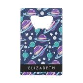 宇宙パターン,惑星,星,銀河系,あなたの名前 クレジットカード栓抜き (裏面)