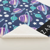 宇宙パターン，惑星，星，銀河系，あなたの名前 シェルパブランケット (3/4)