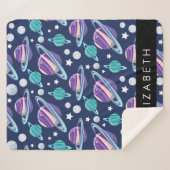 宇宙パターン，惑星，星，銀河系，あなたの名前 シェルパブランケット (正面(横))