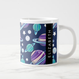 宇宙パターン,惑星,星,銀河系,あなたの名前 ジャンボコーヒーマグカップ