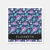 宇宙パターン,惑星,星,銀河系,あなたの名前 スタンダードカクテルナプキン (正面)